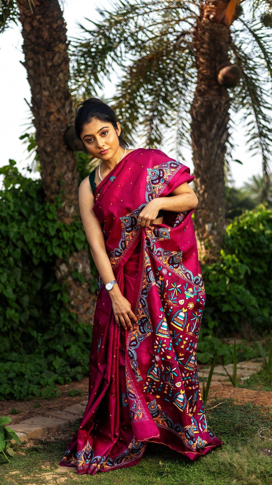 Silk Ari Kantha Saree