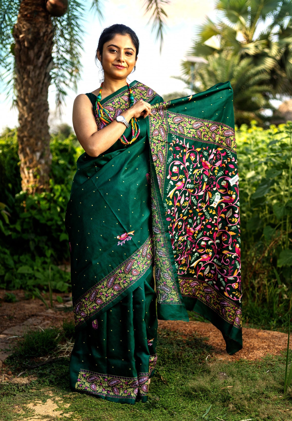 Silk Ari Kantha Saree