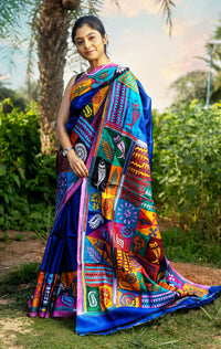Tussar Hand Print Dye Kantha Saree