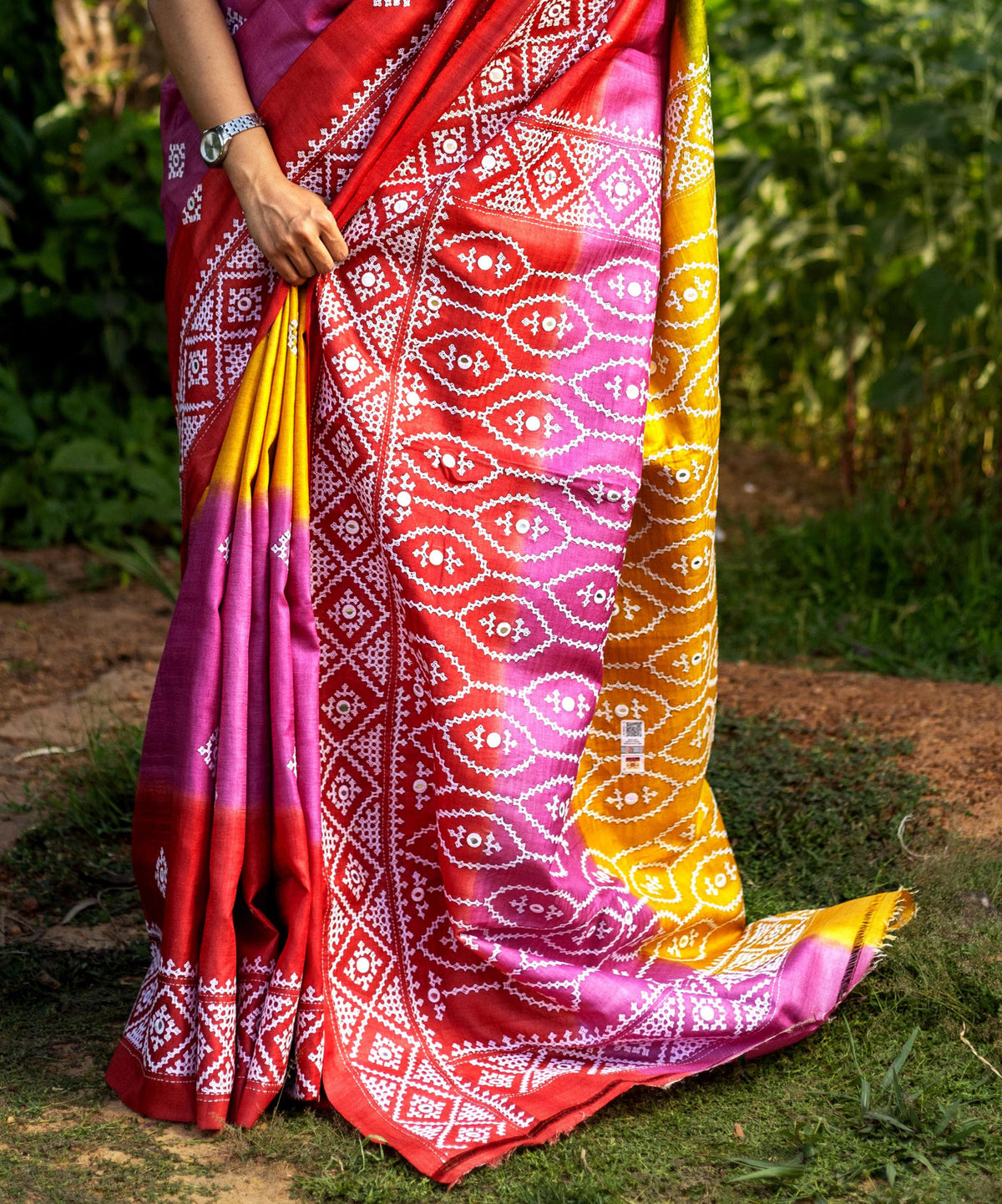 Tussar Diy Gujrati Stitch Kantha Saree