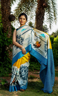 Silk Jalchuri Hand Print Saree