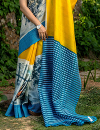 Silk Jalchuri Hand Print Saree