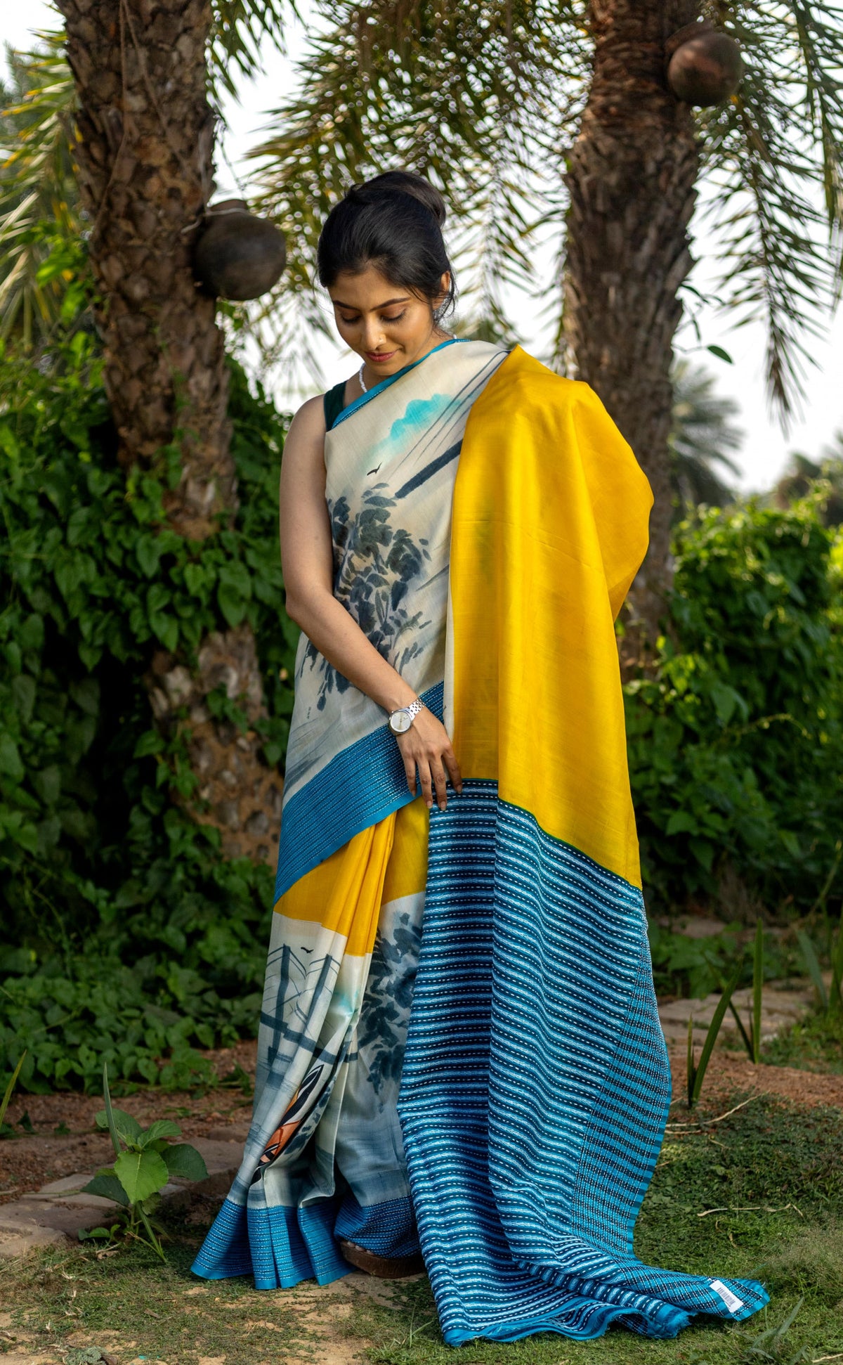 Silk Jalchuri Hand Print Saree