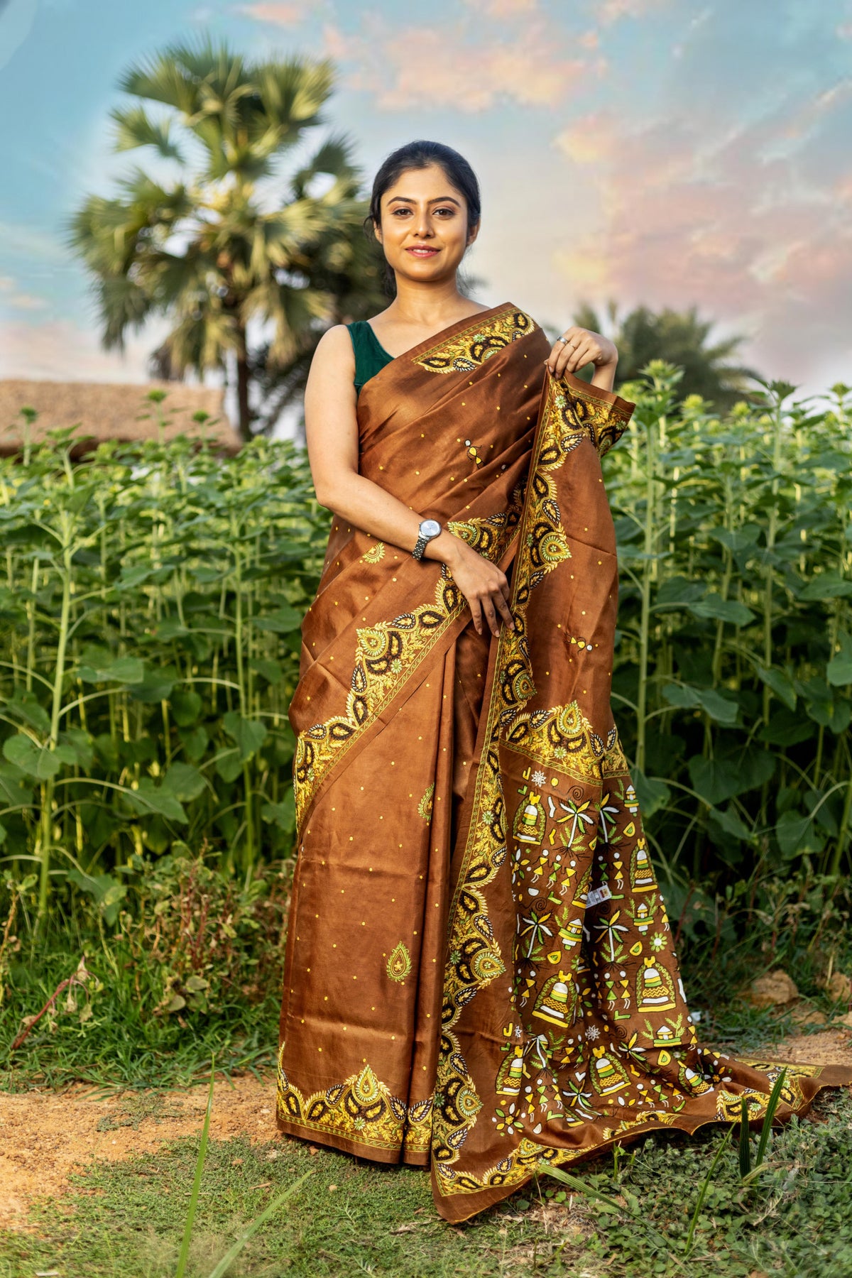 Kashmiri Work Silk Kantha Saree