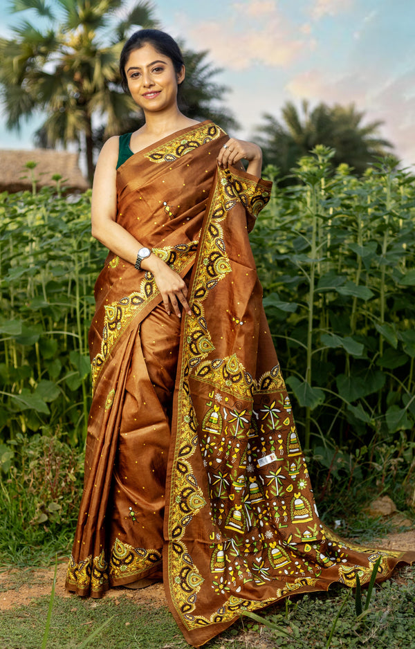 Kashmiri Work Silk Kantha Saree