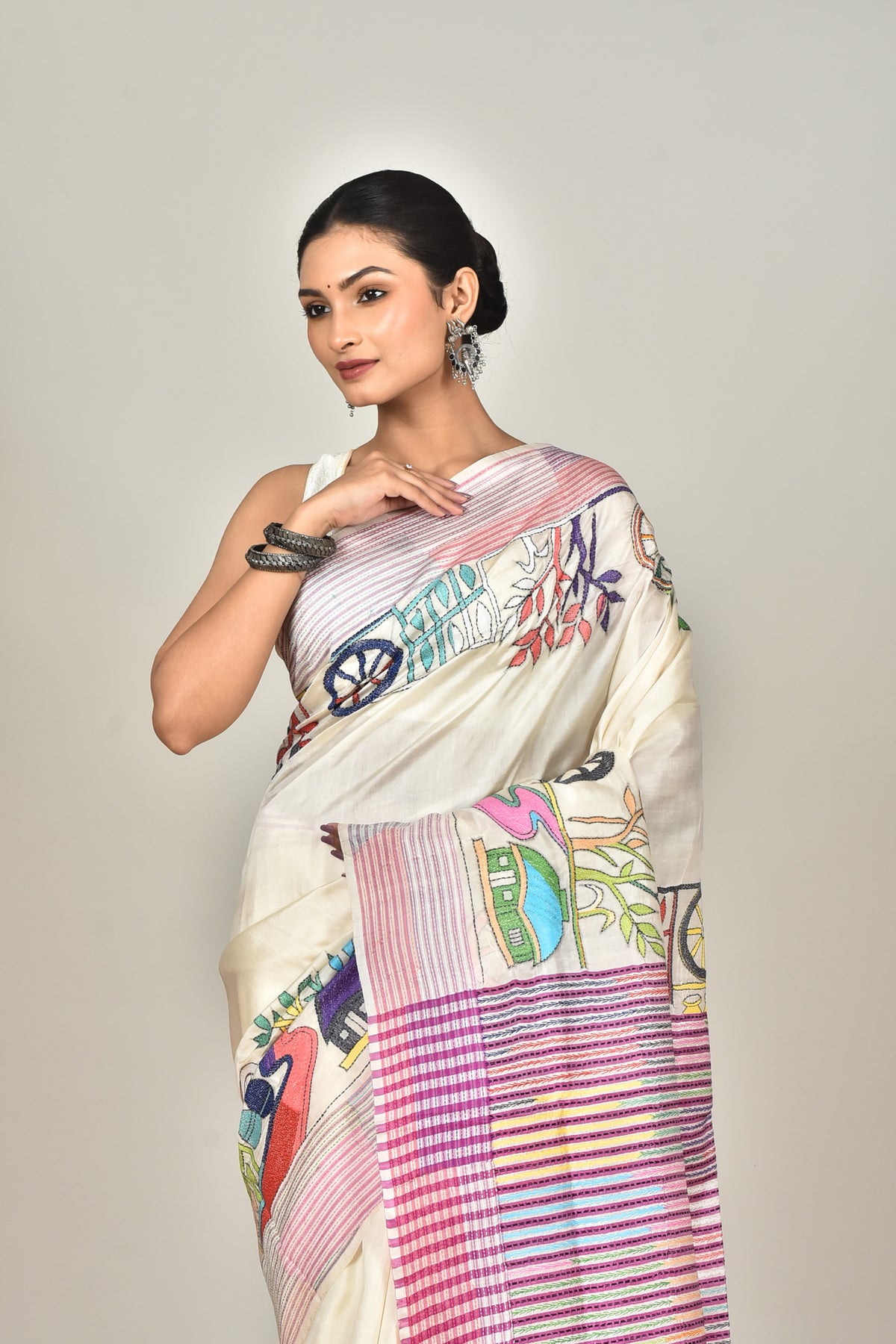 JALCHURI VORAT SILK KANTHA SAREE
