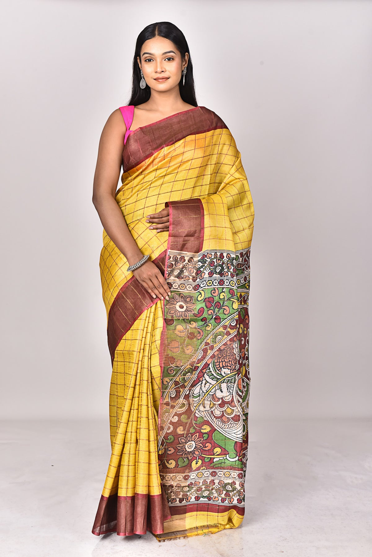 JARI TUSSAR KALAMKARI SAREE