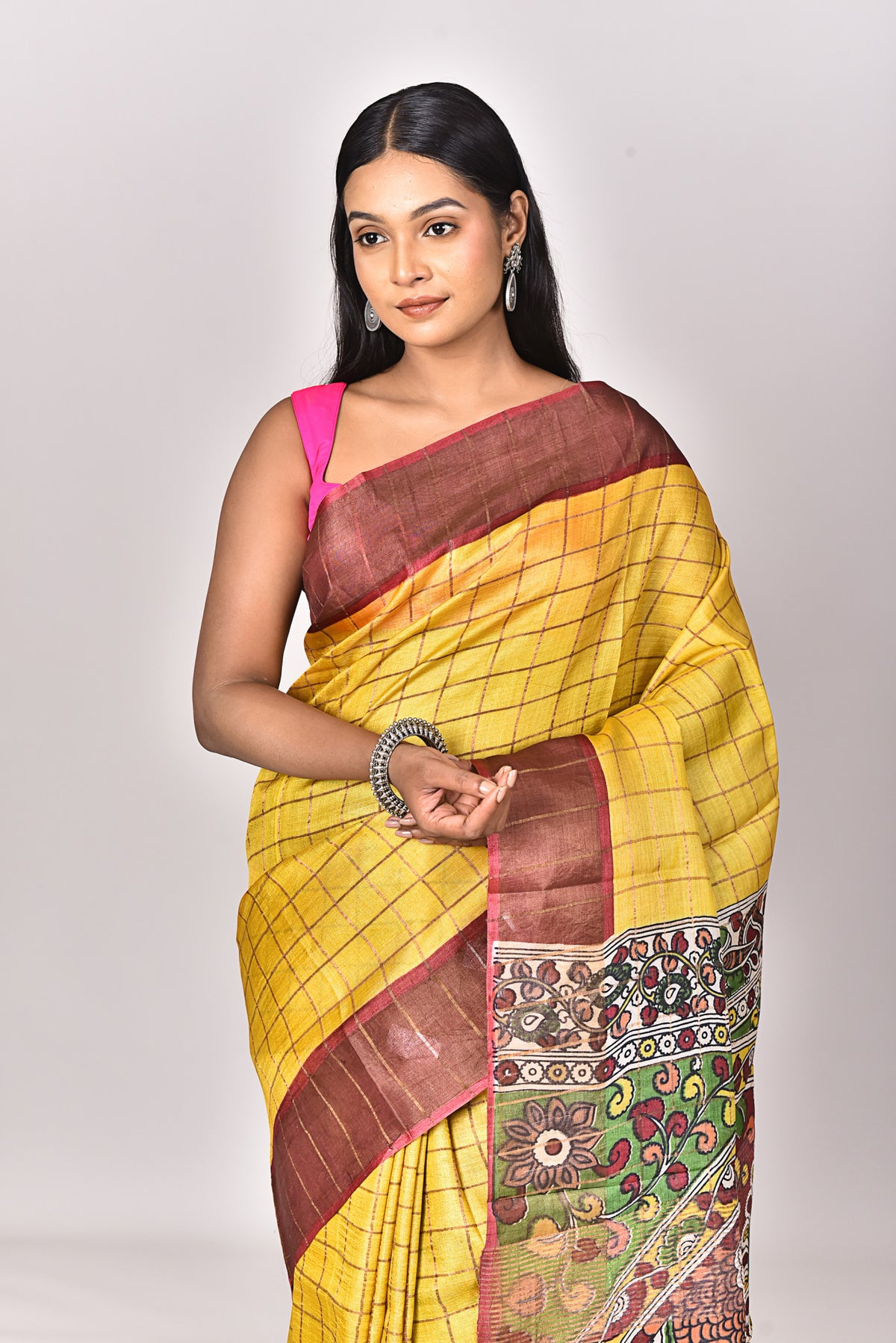 JARI TUSSAR KALAMKARI SAREE