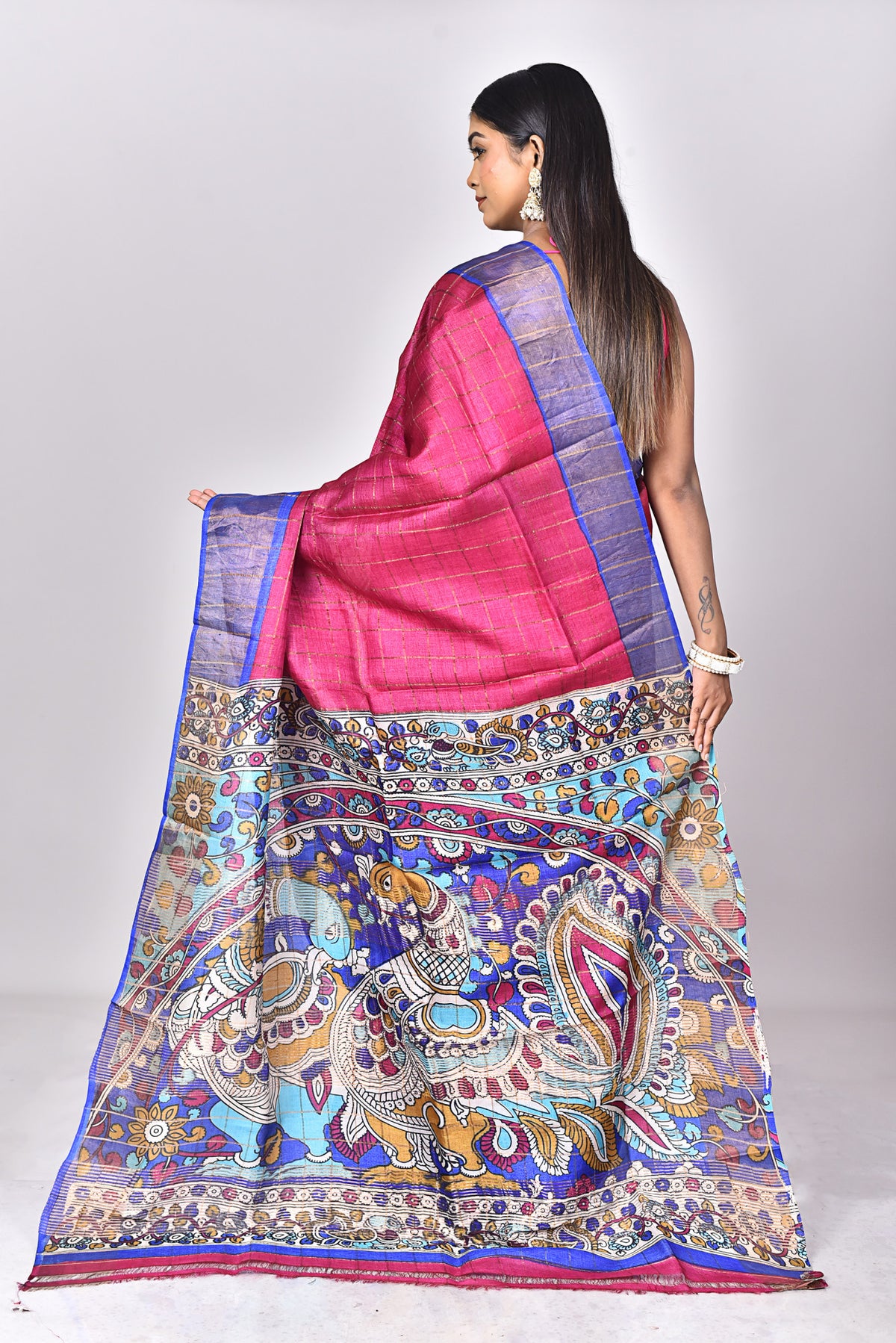 JARI TUSSAR KALAMKARI SAREE