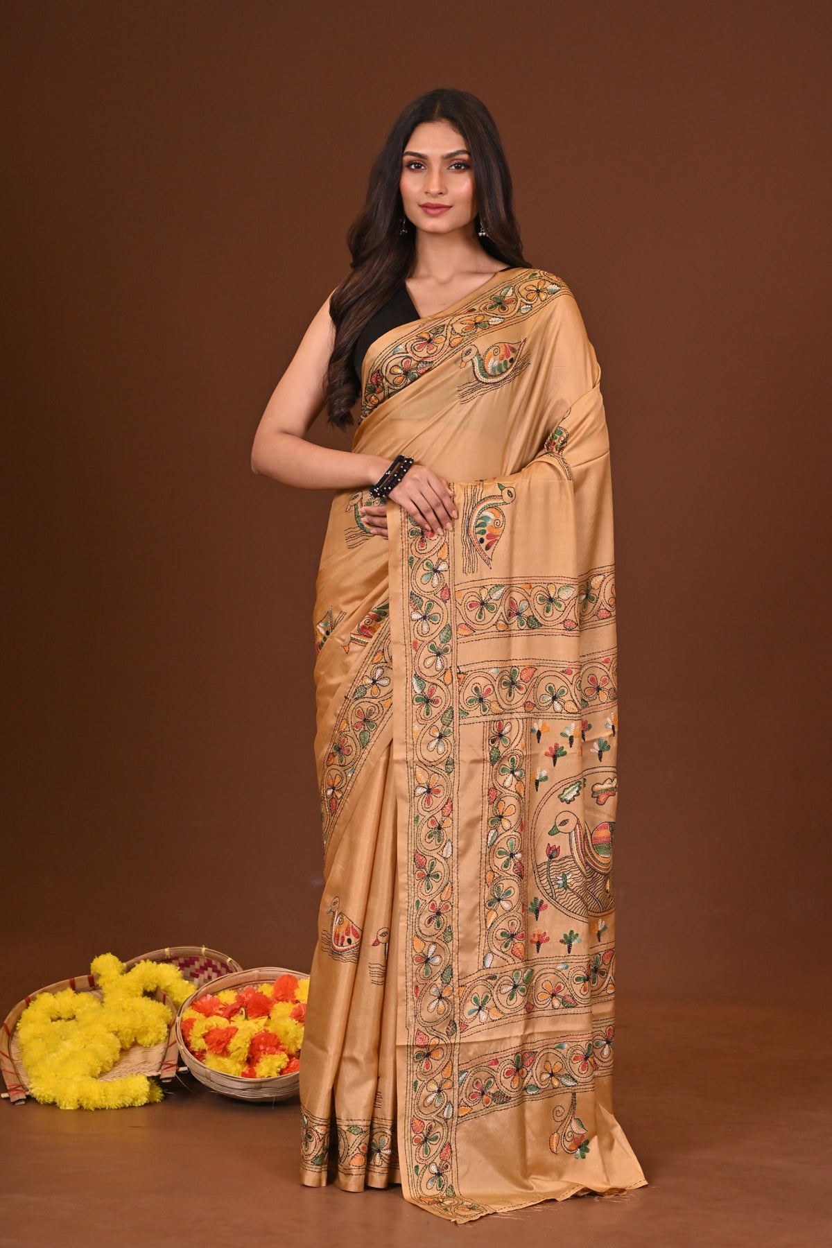 KANAKDHARA BLENDED SILK KANTHA SAREE
