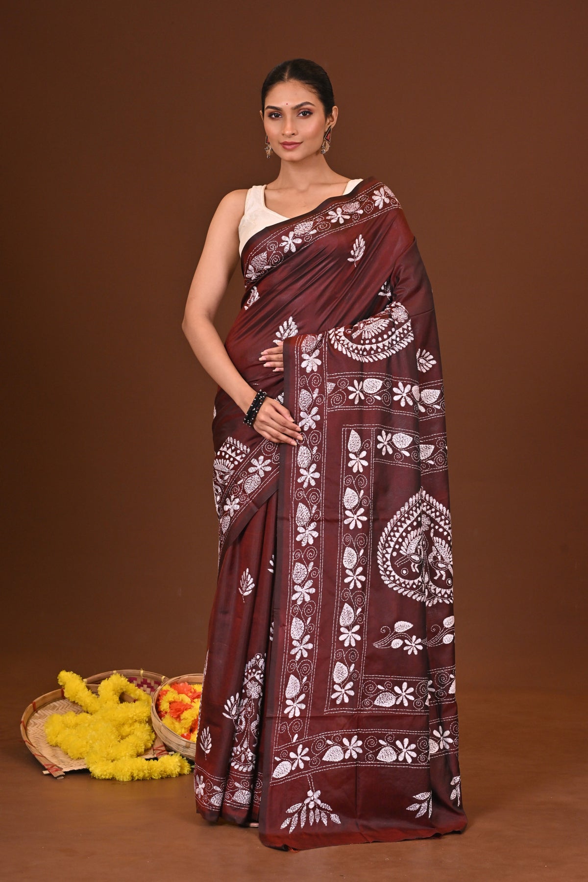 KASTURI BLENDED SILK KANTHA SAREE