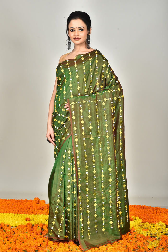 KATAN GUJRATI PARSI SILK SAREE