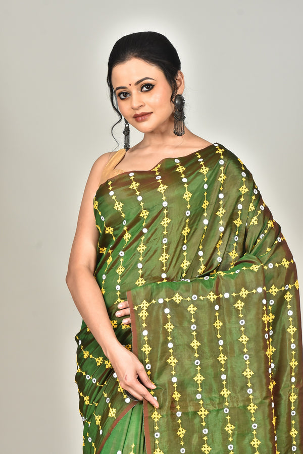KATAN GUJRATI PARSI SILK SAREE