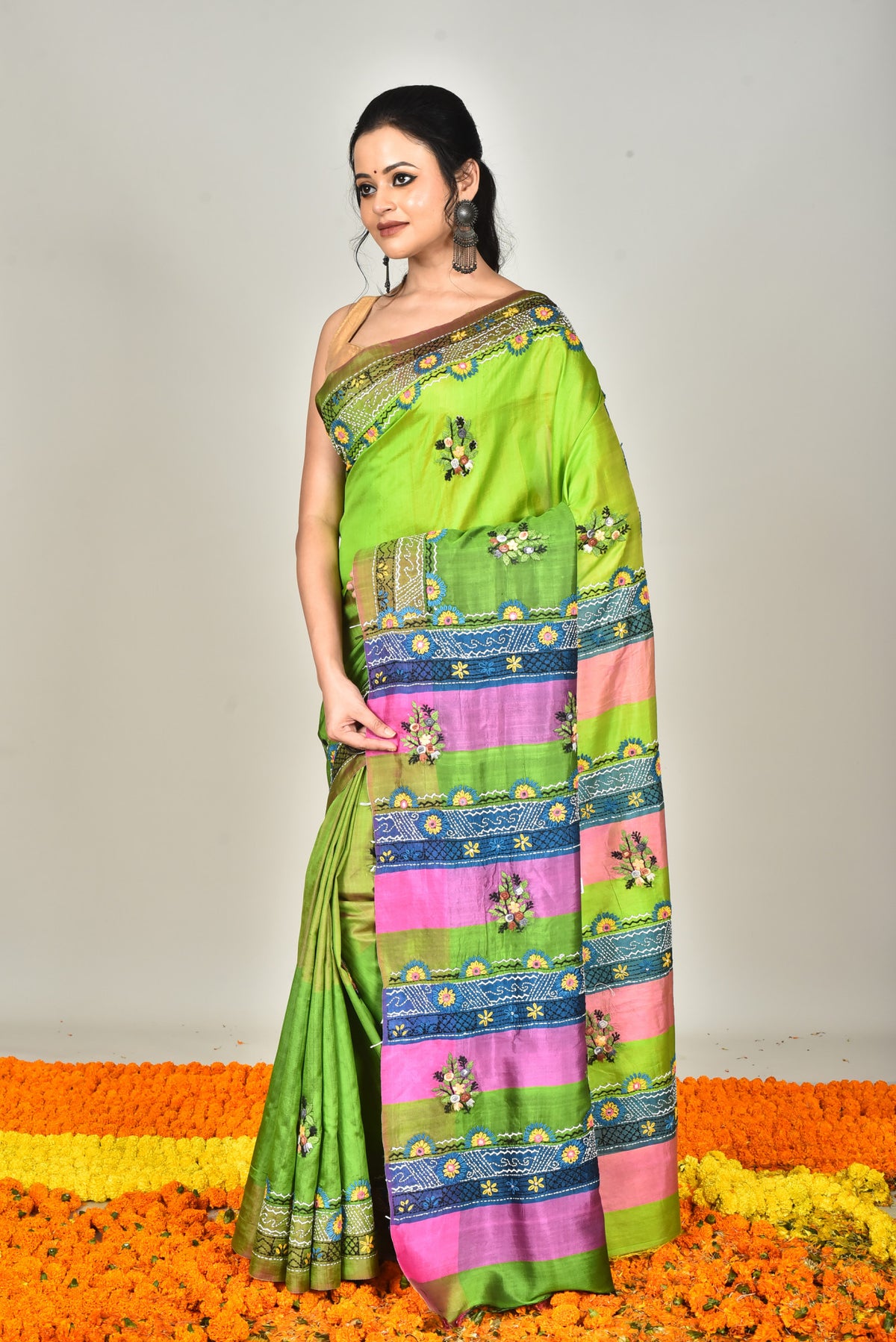 KATAN GUJRATI PARSI SILK SAREE