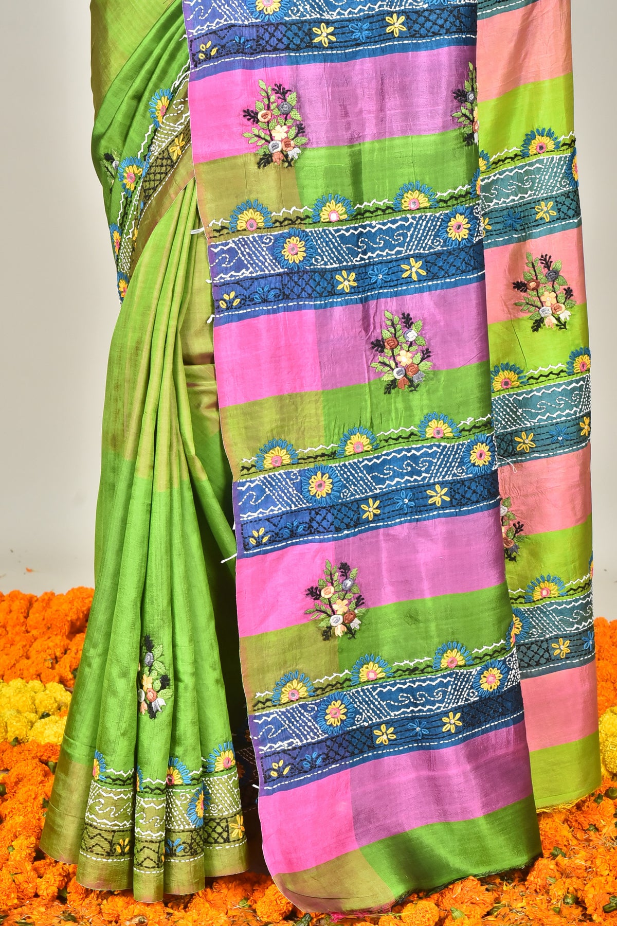 KATAN GUJRATI PARSI SILK SAREE