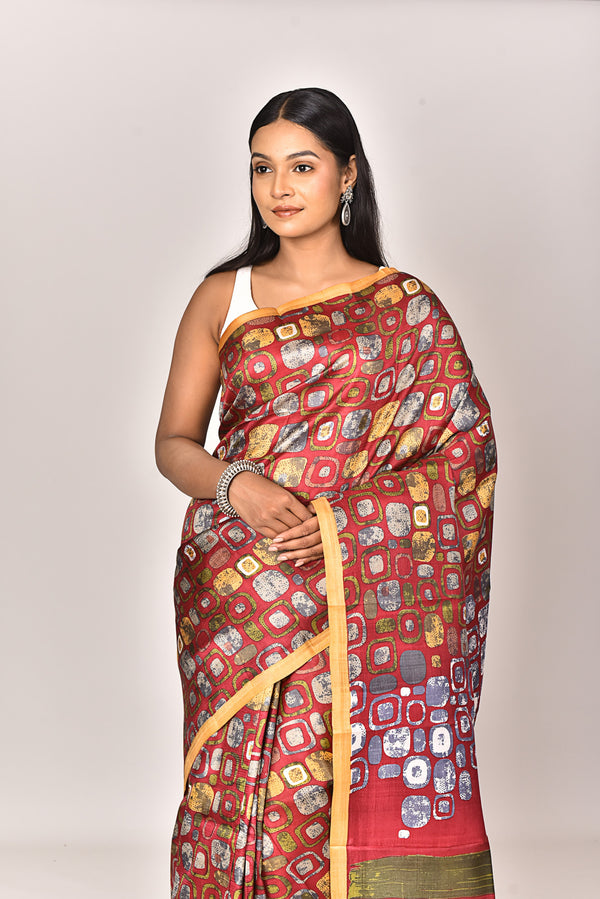 KATAN SILK HANDBLOCK SAREE