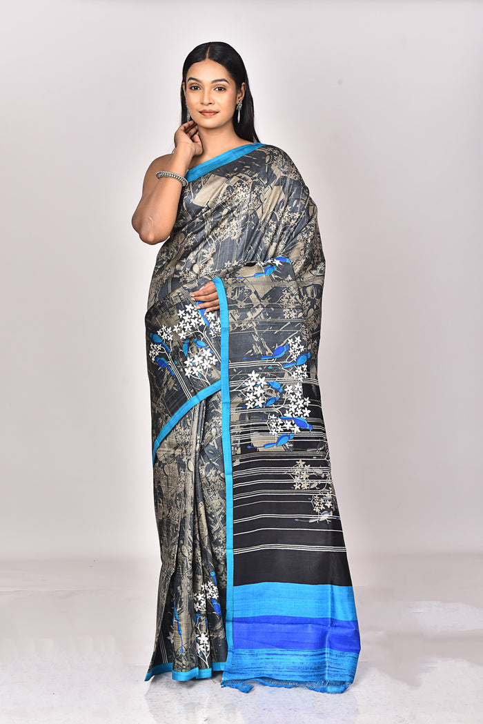 KATAN SILK HANDBLOCK SAREE