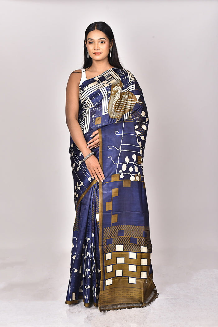 KATAN SILK HANDBLOCK SAREE