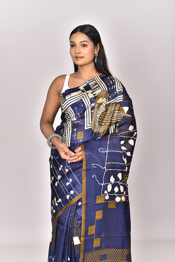 KATAN SILK HANDBLOCK SAREE