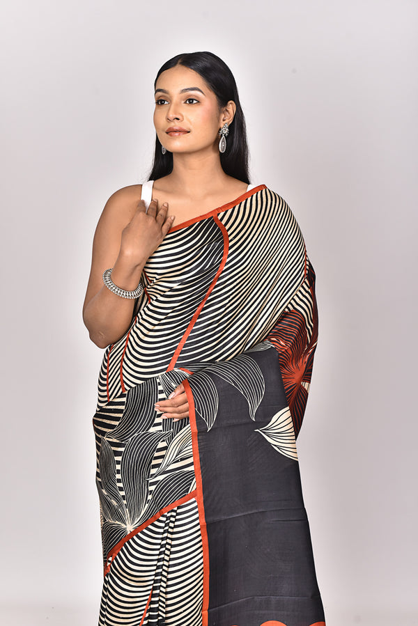 KATAN SILK HANDBLOCK SAREE