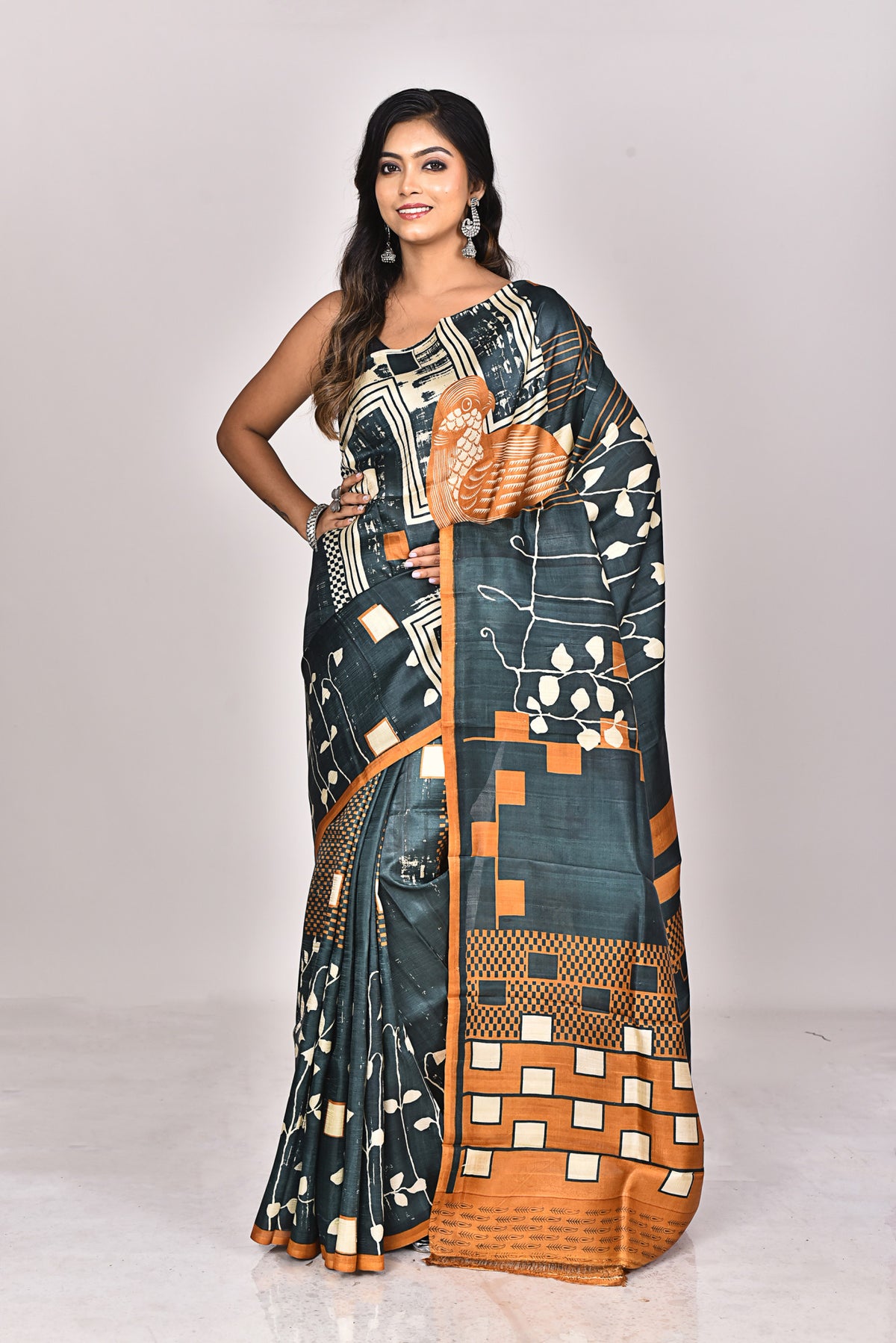 KATAN SILK HANDBLOCK SAREE