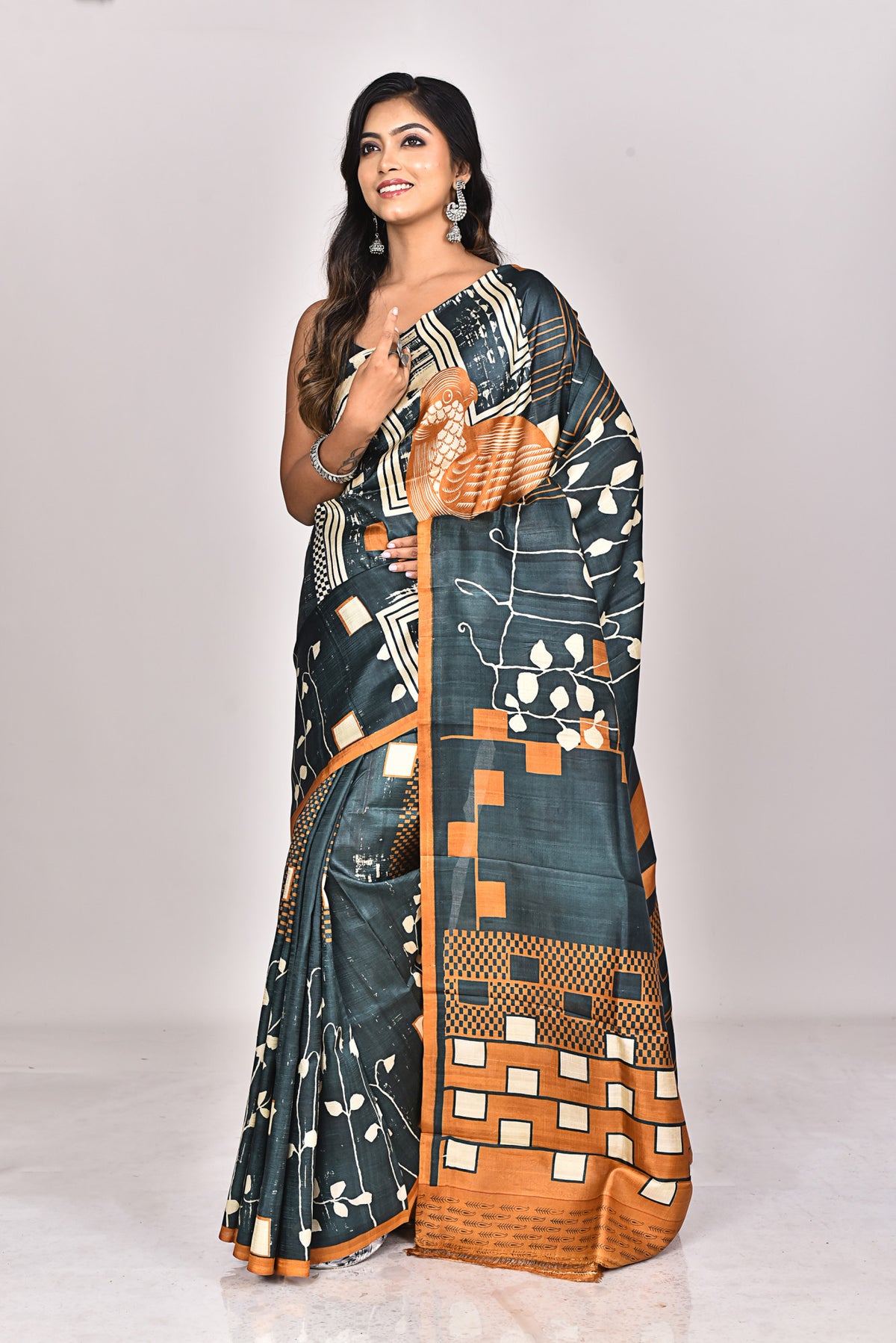 KATAN SILK HANDBLOCK SAREE