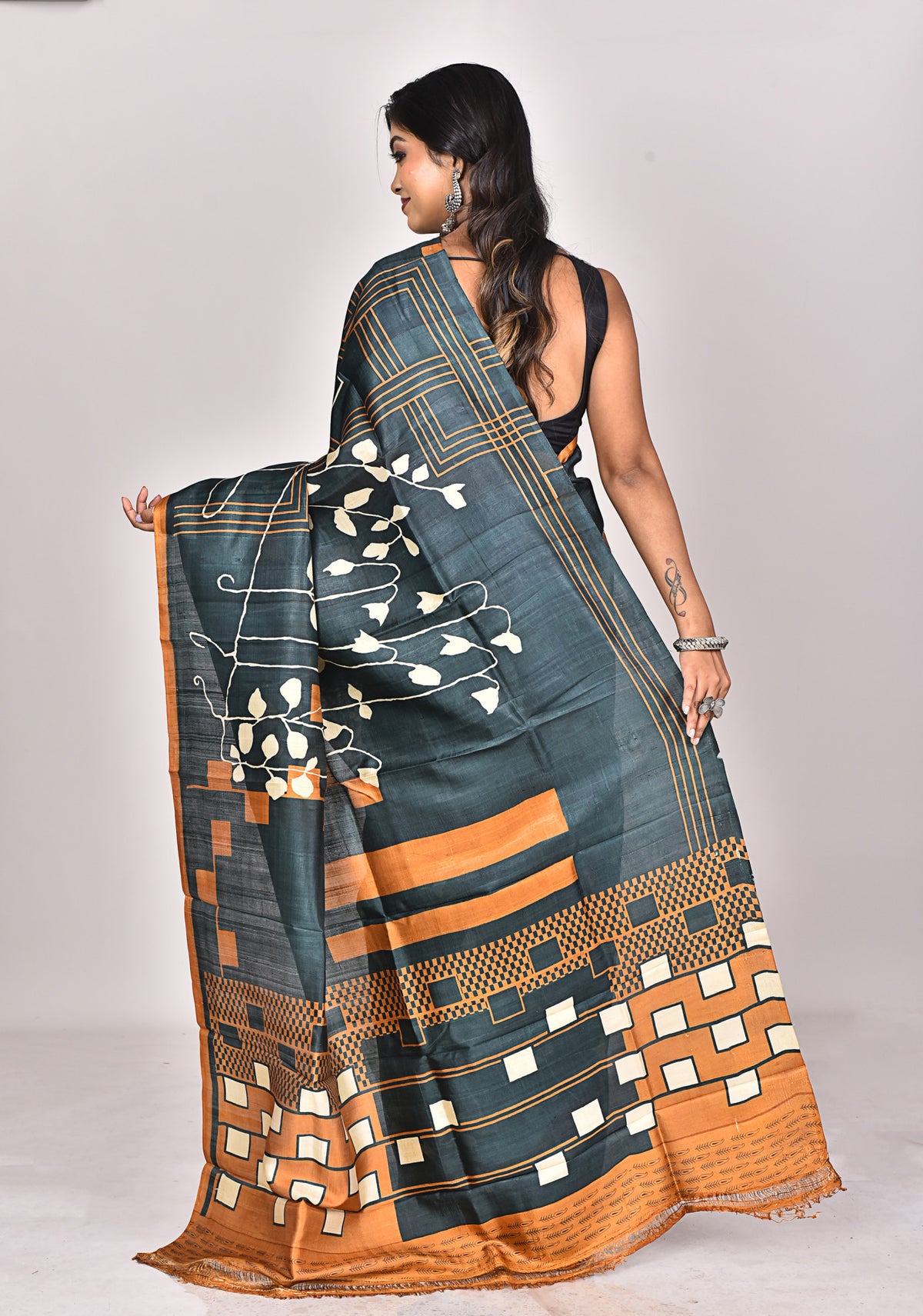 KATAN SILK HANDBLOCK SAREE