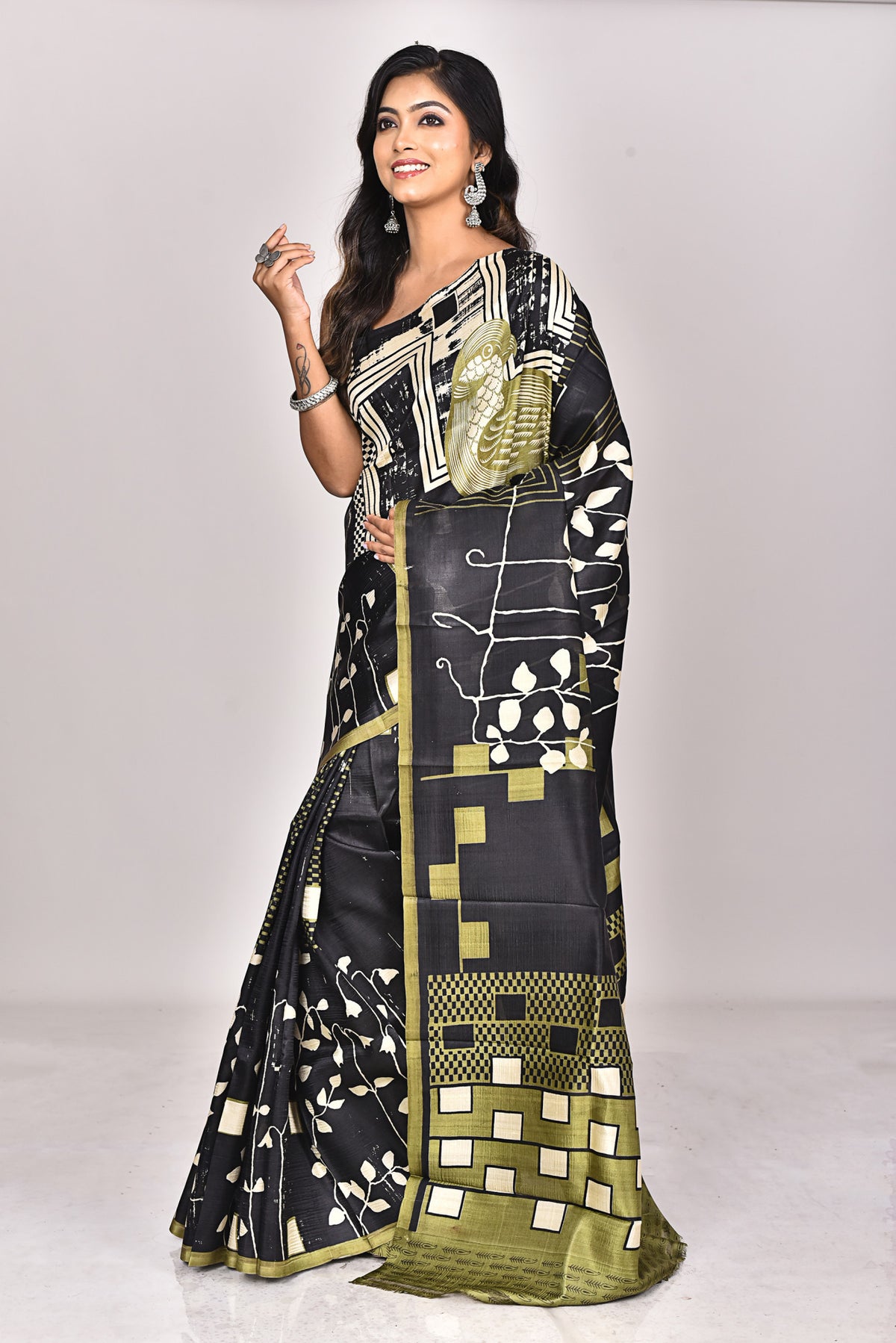 KATAN SILK HANDBLOCK SAREE
