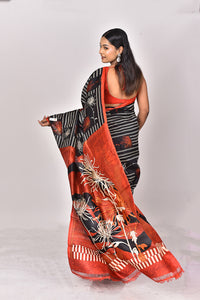 KATAN SILK HANDBLOCK SAREE