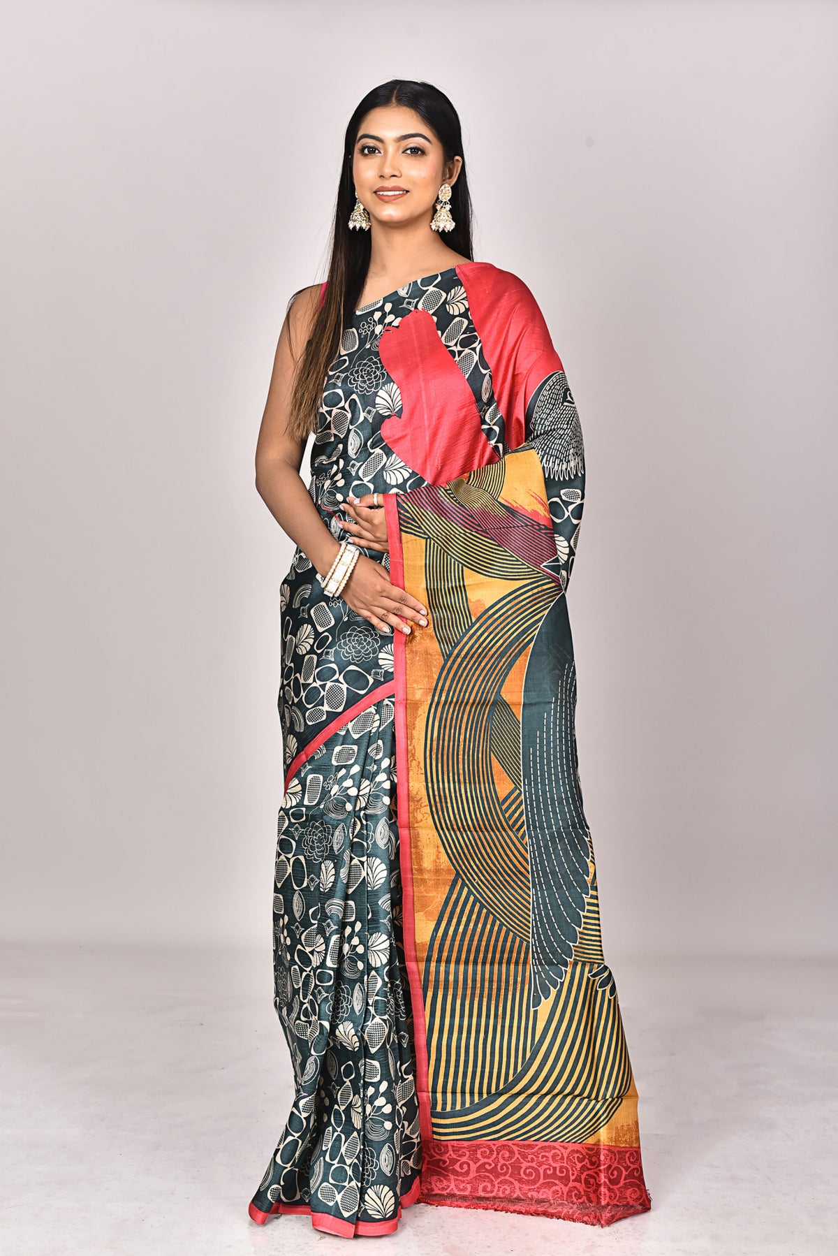 KATAN SILK HANDBLOCK SAREE