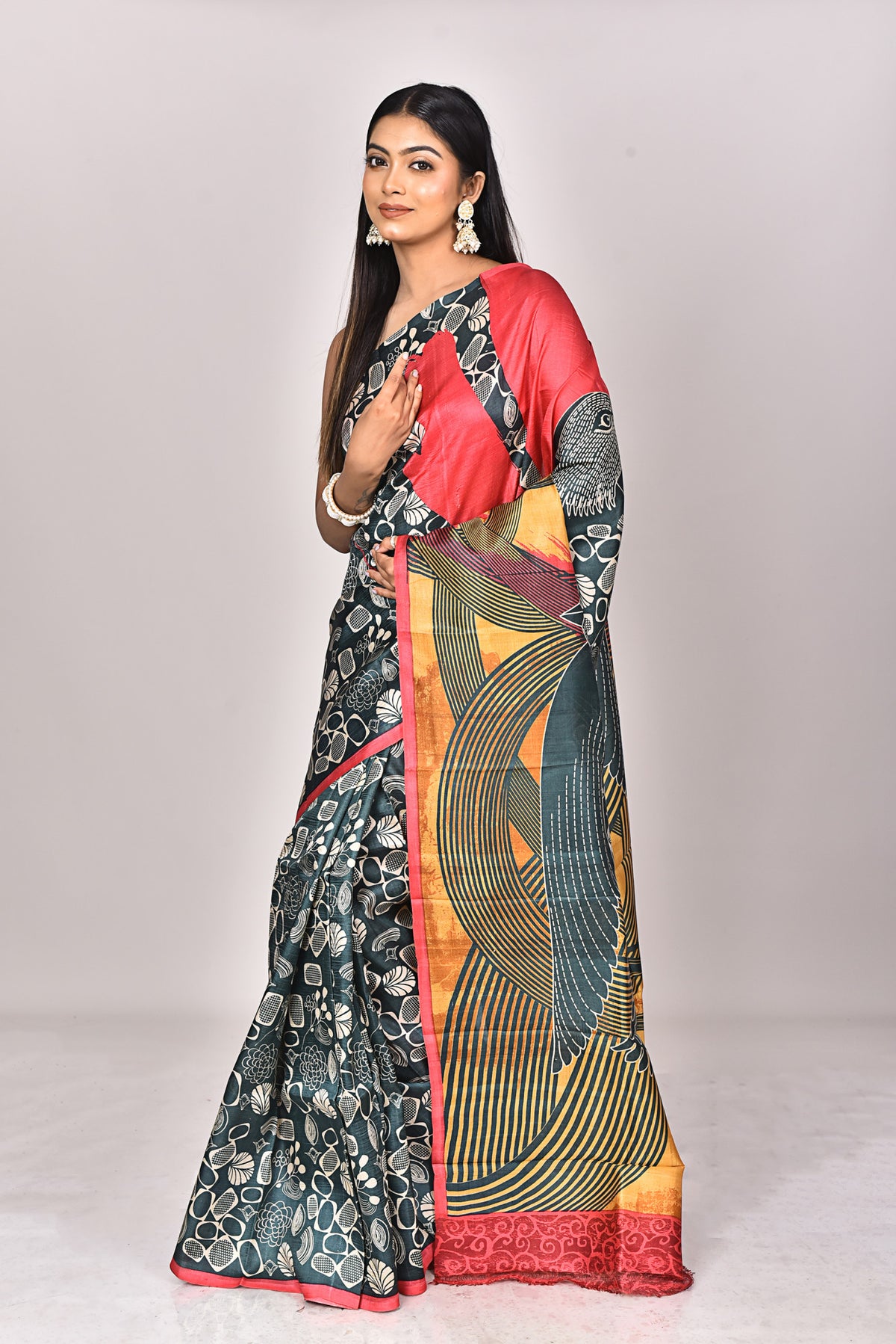 KATAN SILK HANDBLOCK SAREE
