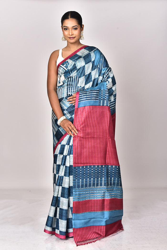KATAN SILK HANDBLOCK SAREE