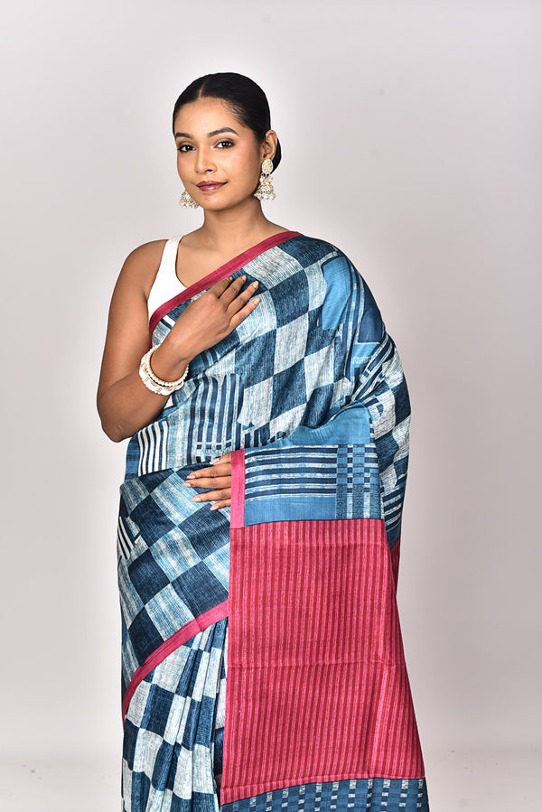 KATAN SILK HANDBLOCK SAREE