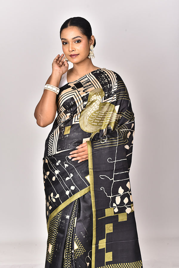 KATAN SILK HANDBLOCK SAREE