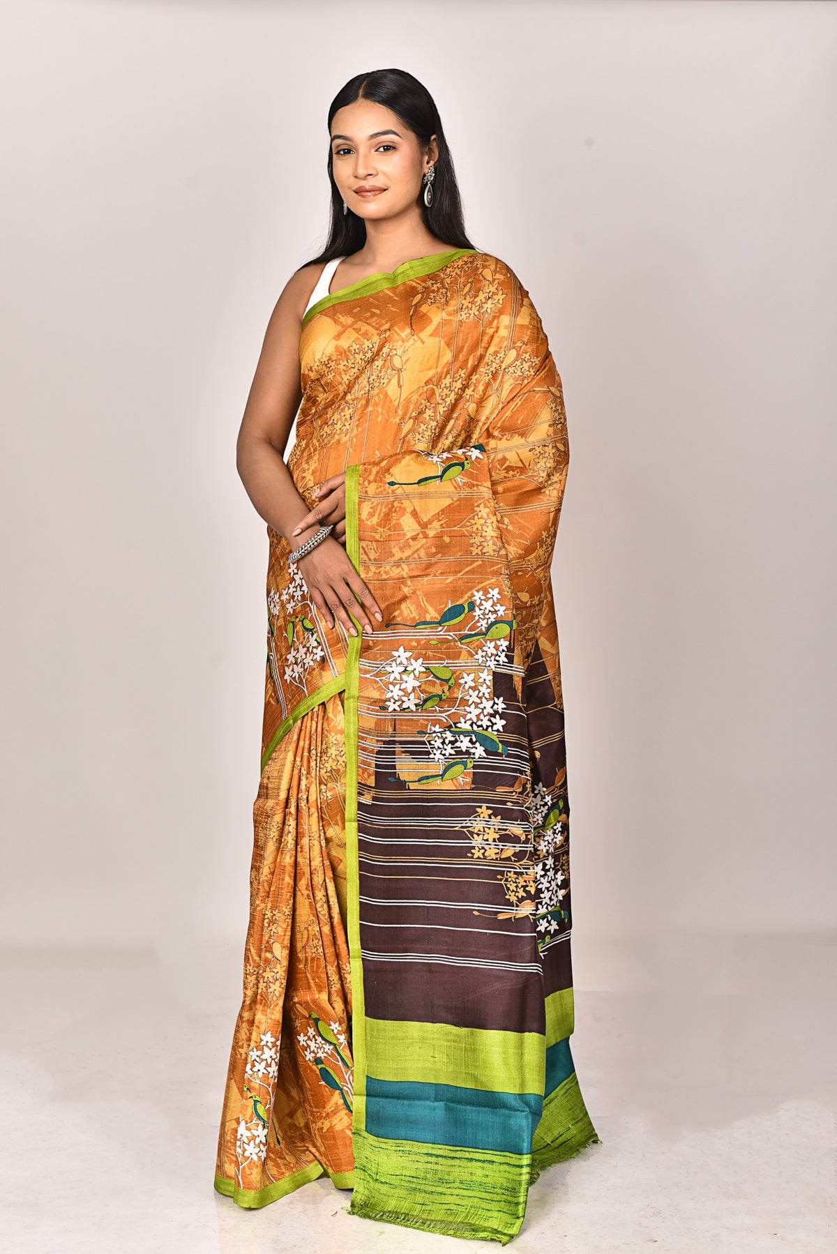 KATAN SILK HANDBLOCK SAREE