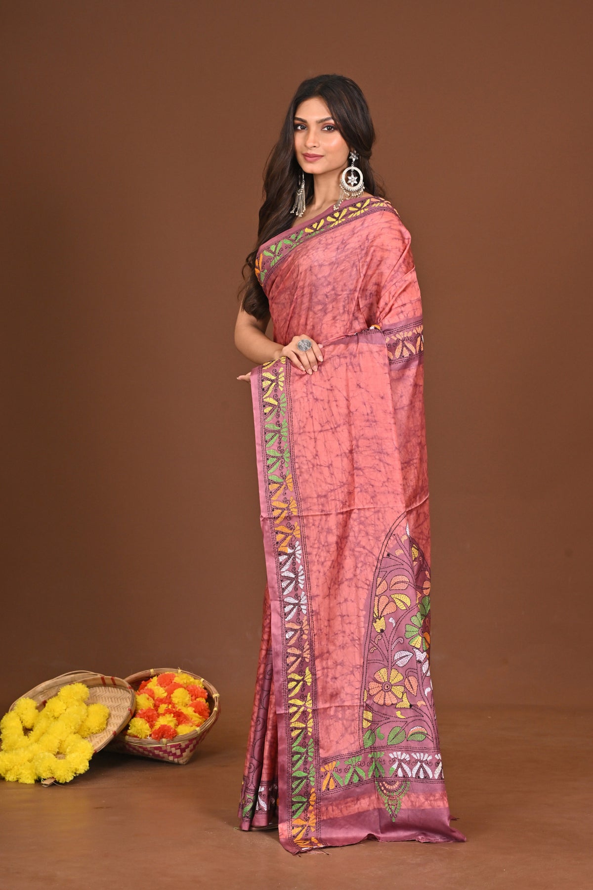 KOMOLAKUMUDINI BLENDED SILK KANTHA SAREE
