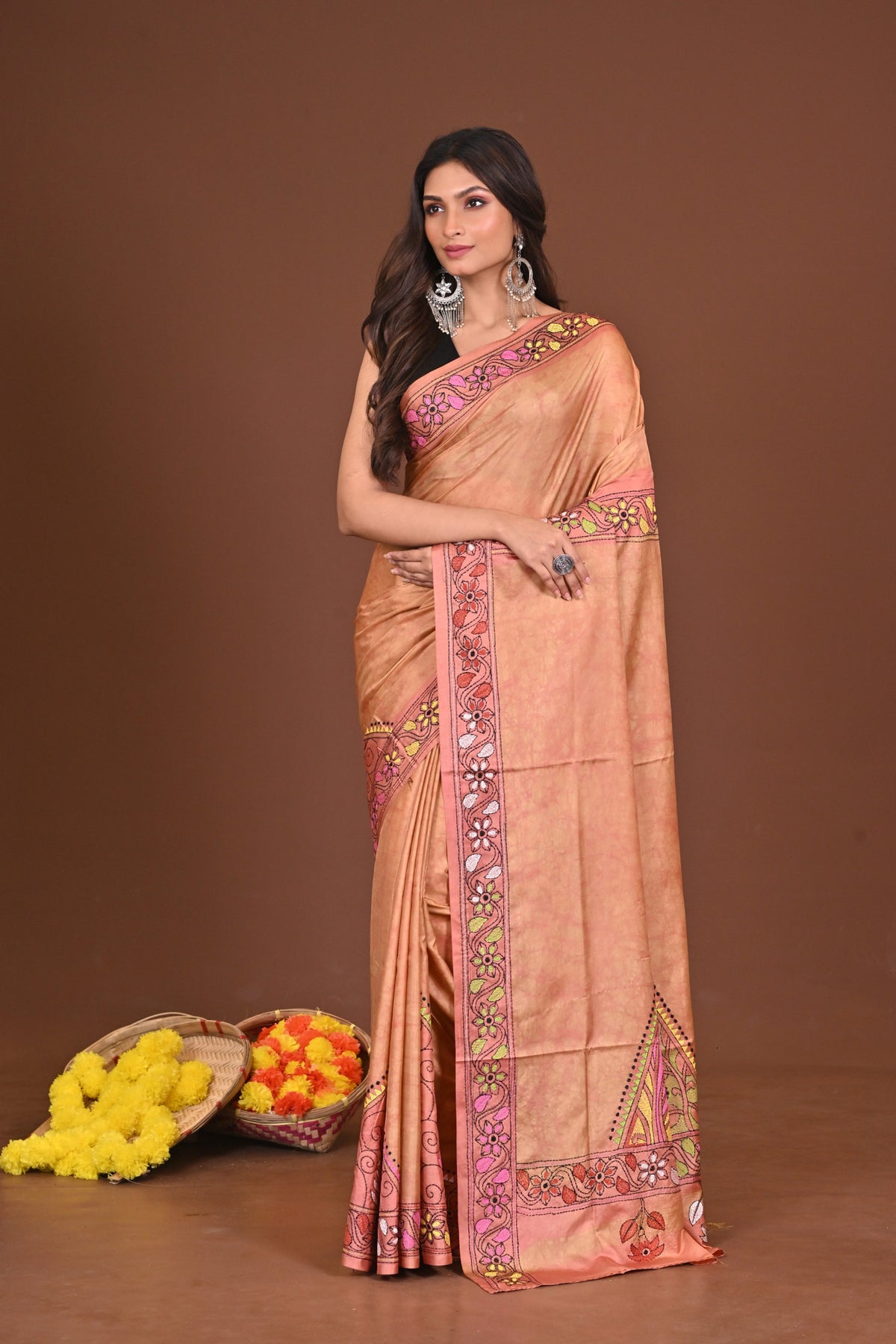 MRIDULADEVI  BLENDED SILK KANTHA SAREE