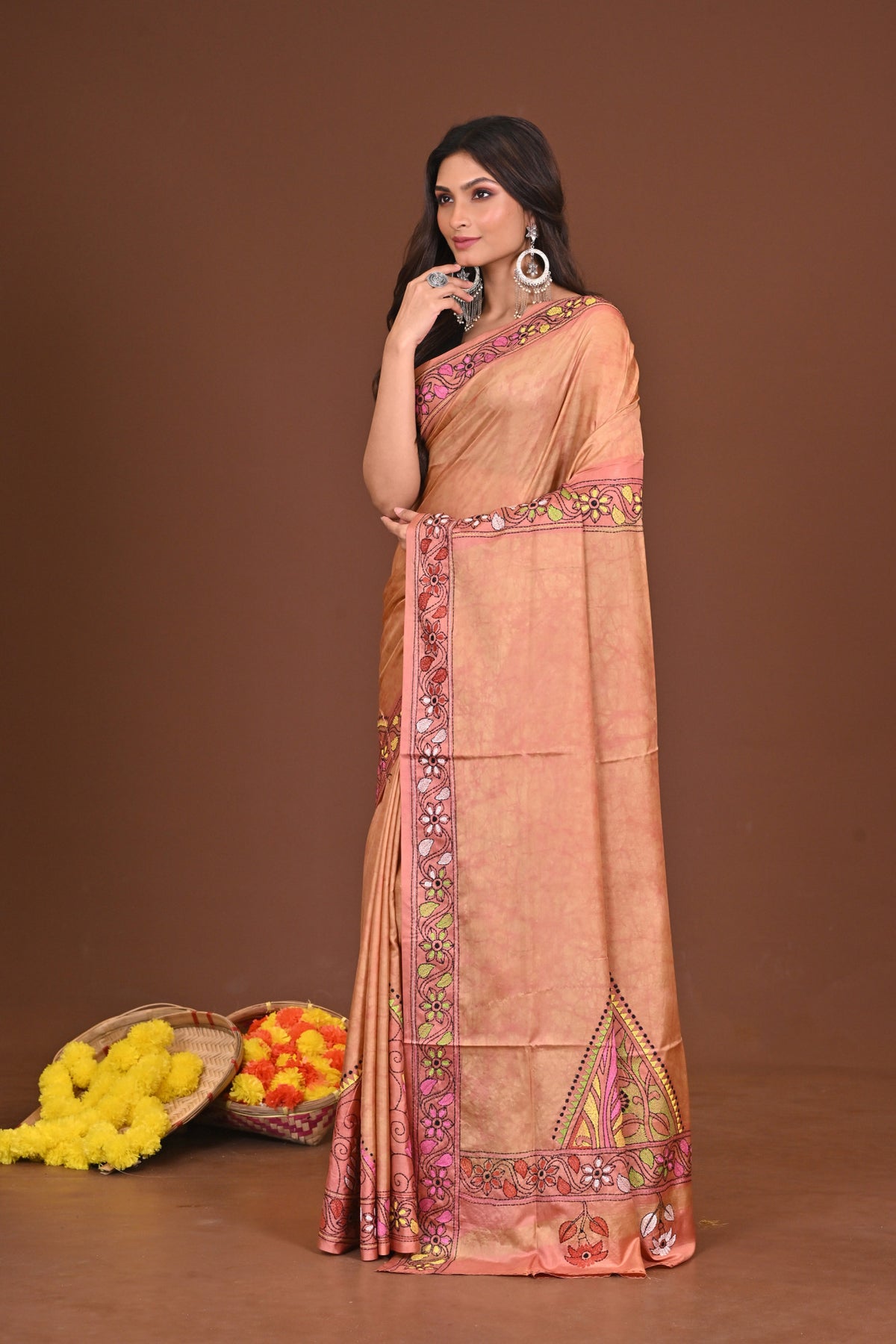 MRIDULADEVI  BLENDED SILK KANTHA SAREE