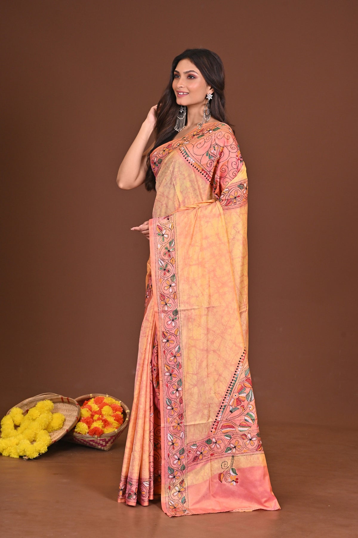 KOMOLSHARINI BLENDED SILK KANTHA SAREE