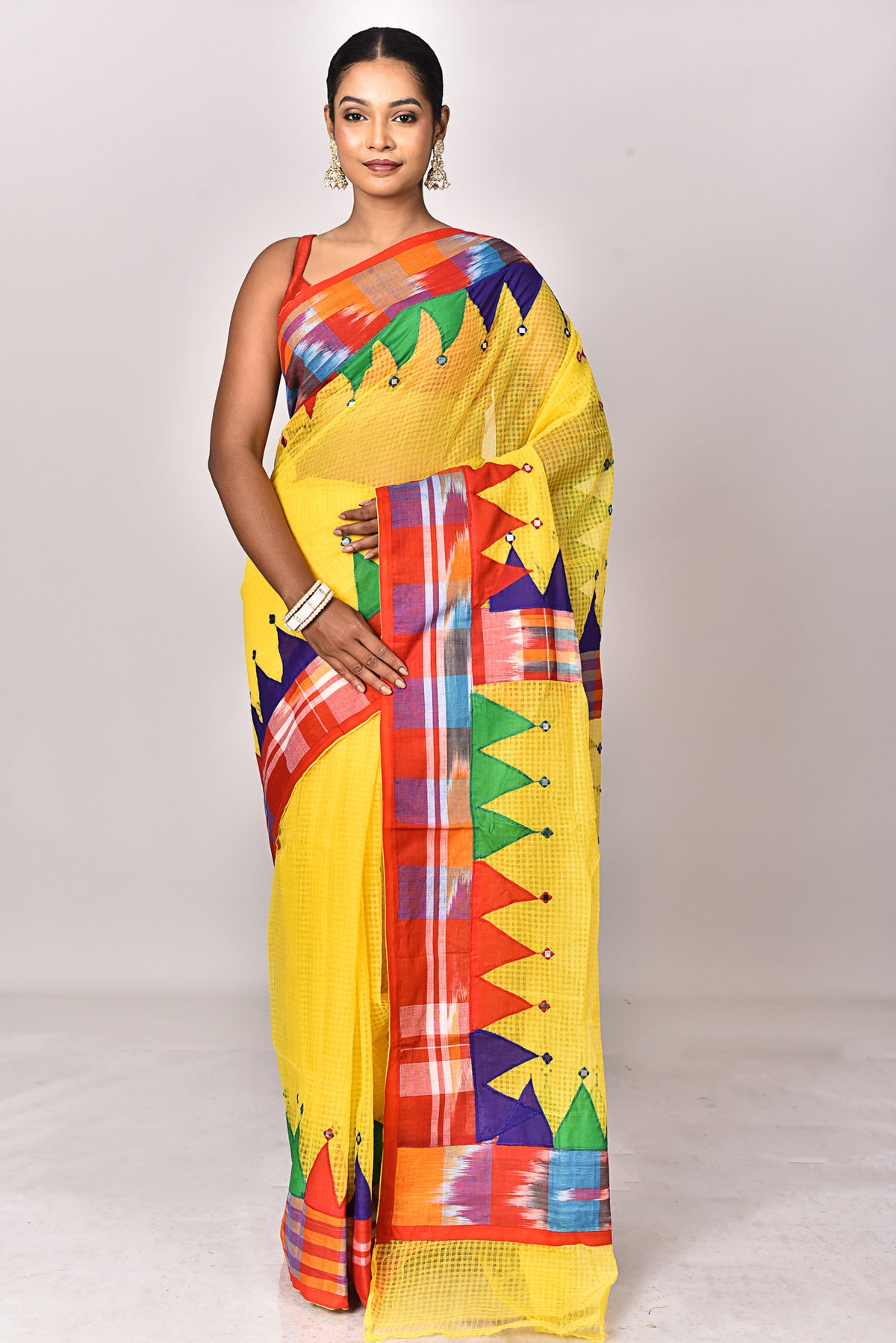 KOTA GAMCHA CHECK APPLIQUE SAREE