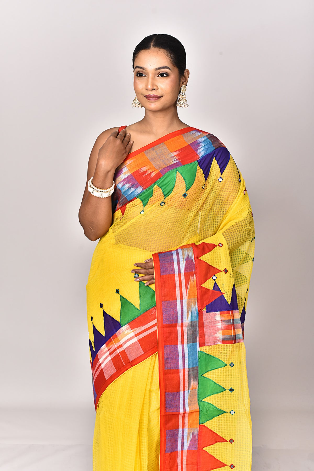 KOTA GAMCHA CHECK APPLIQUE SAREE