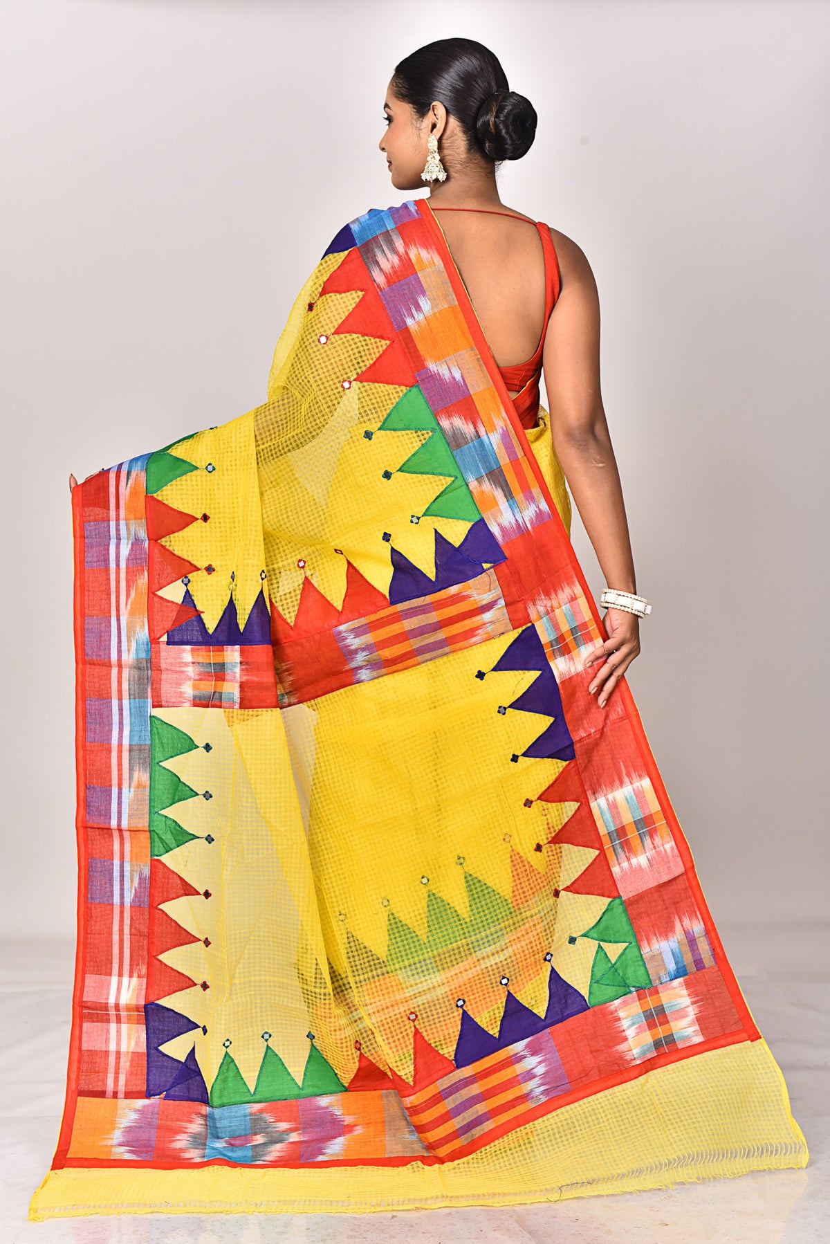 KOTA GAMCHA CHECK APPLIQUE SAREE