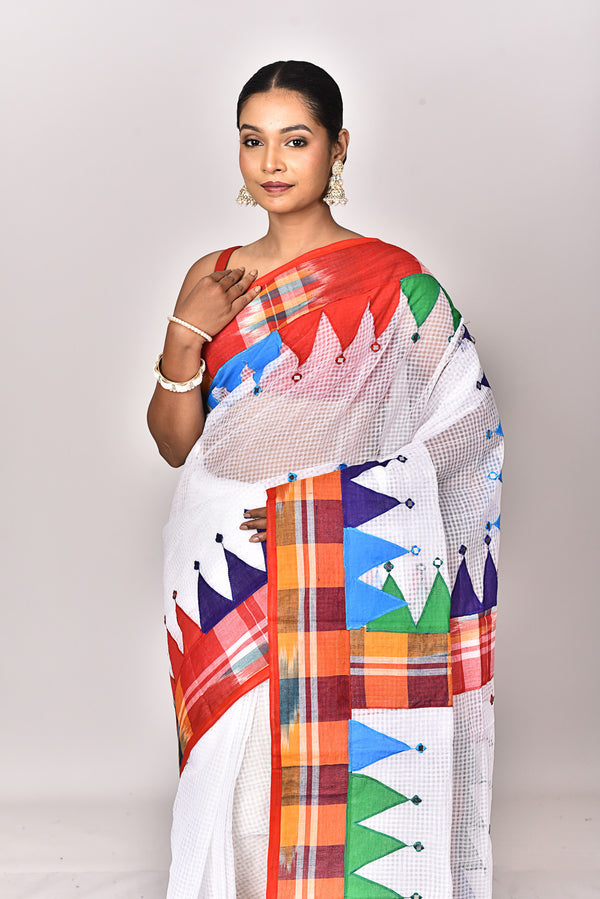 KOTA GAMCHA CHECK APPLIQUE SAREE