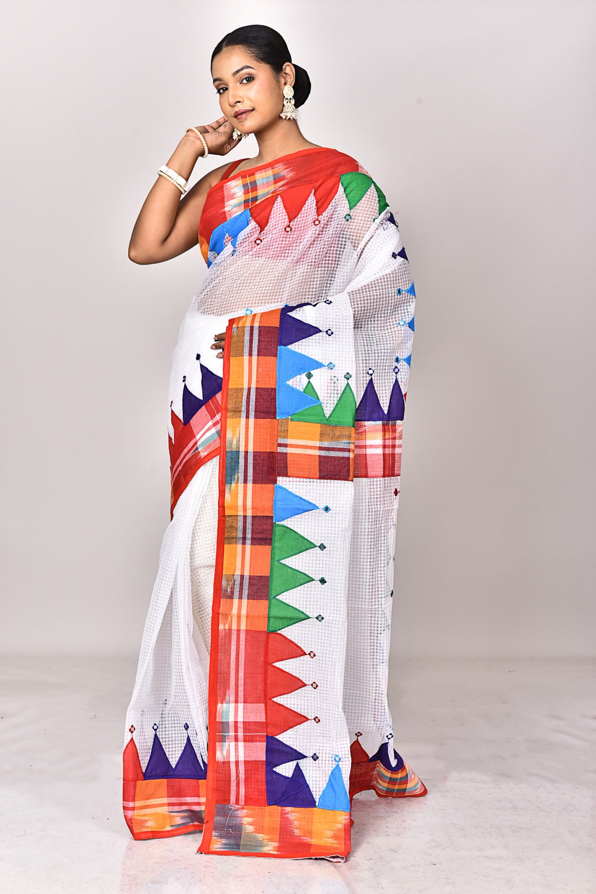 KOTA GAMCHA CHECK APPLIQUE SAREE