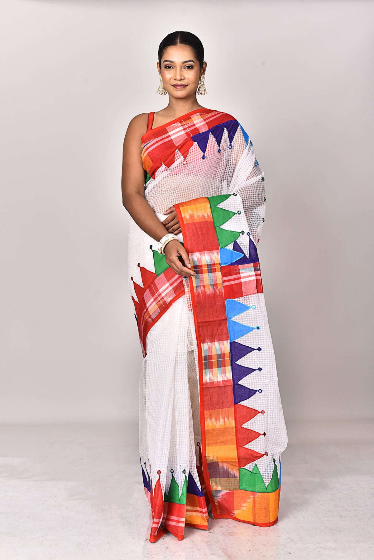 KOTA GAMCHA CHECK APPLIQUE SAREE