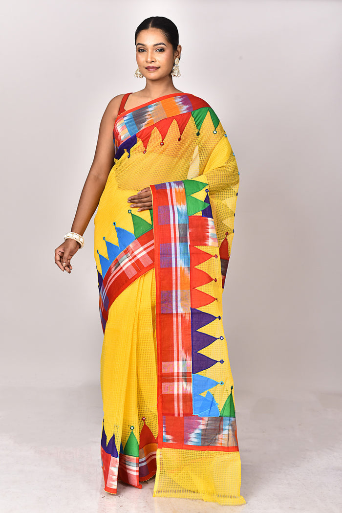 KOTA GAMCHA CHECK APPLIQUE SAREE