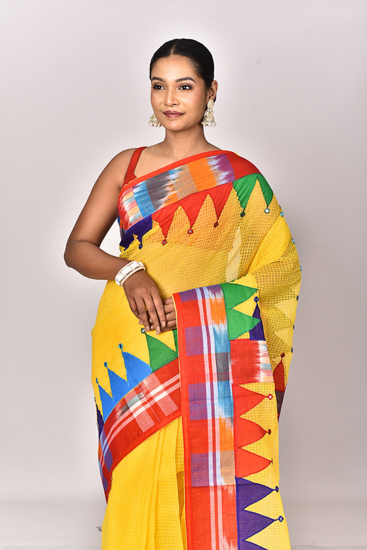 KOTA GAMCHA CHECK APPLIQUE SAREE