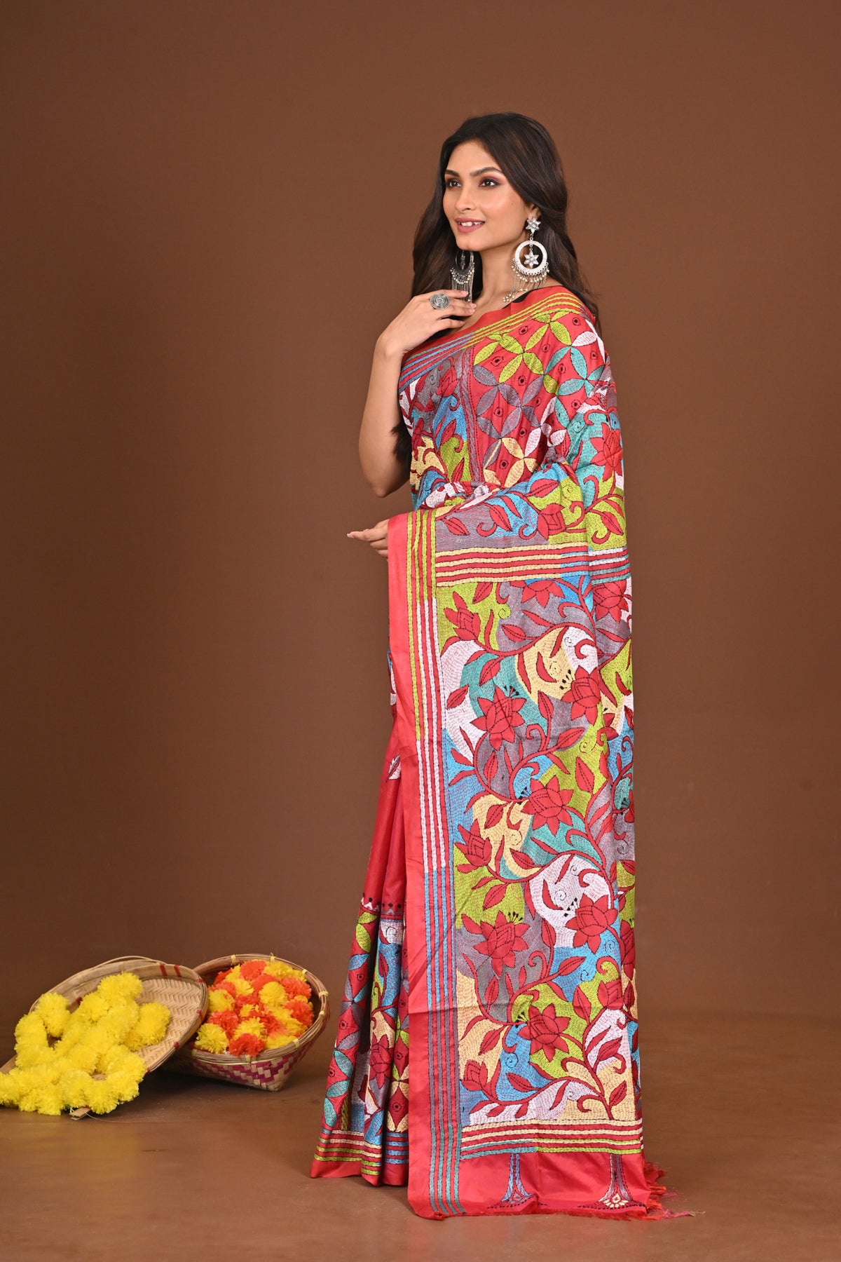 KUMKUMKATHA BLENDED SILK KANTHA SAREE