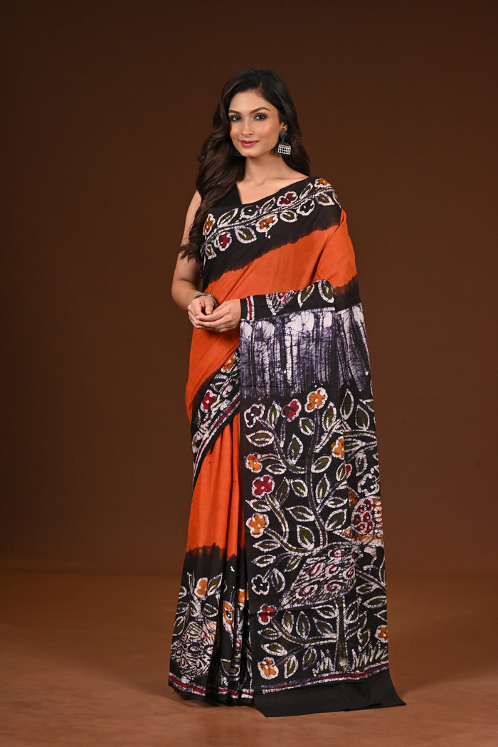 PURE COTTON HAND MALMAL SAREE