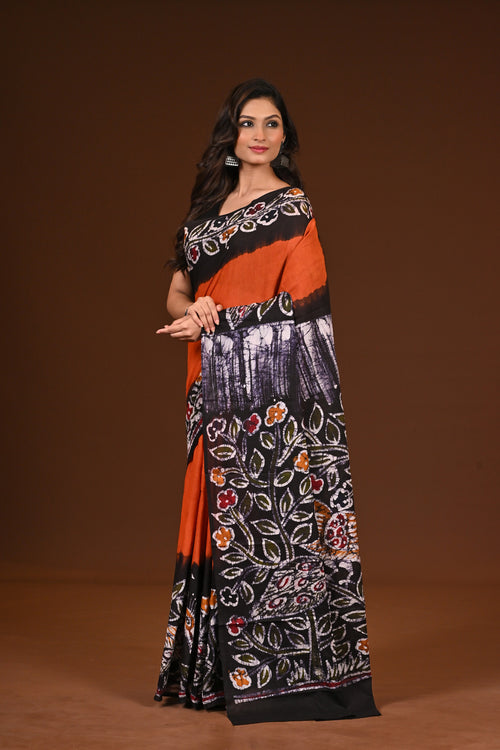 PURE COTTON HAND MALMAL SAREE